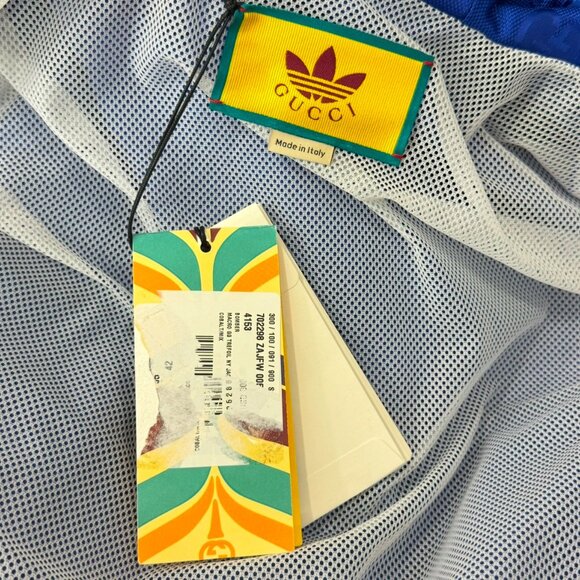 GUCCI X ADIDAS Blue Monograms Women's Bomber Sport Jacket Made in Italy "42" - Picture 6 of 15